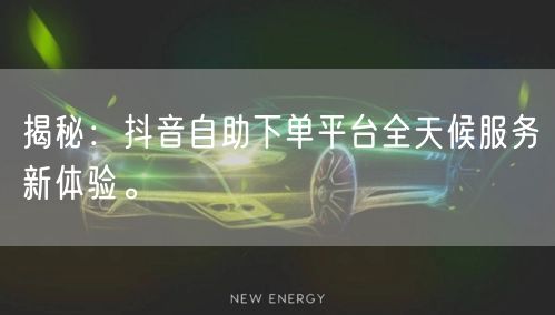 揭秘:抖音自助下单平台全天候服务新体验。