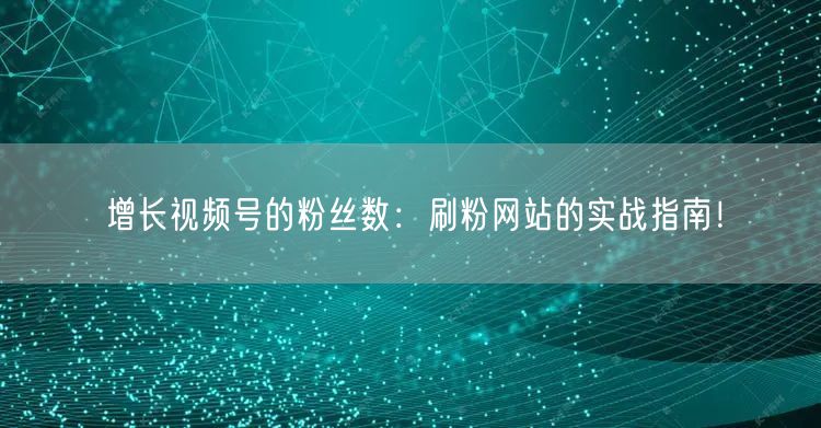 增长视频号的粉丝数：刷粉网站的实战指南！