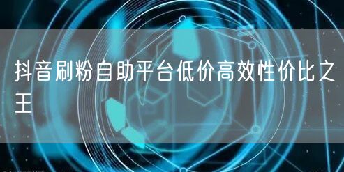 抖音刷粉自助平台低价高效性价比之王
