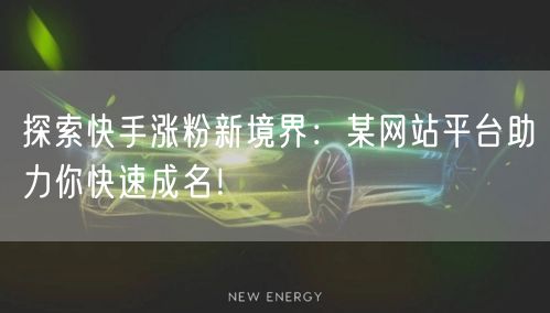 探索快手涨粉新境界：某网站平台助力你快速成名！