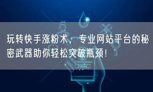 玩转快手涨粉术，专业网站平台的秘密武器助你轻松突破瓶颈！