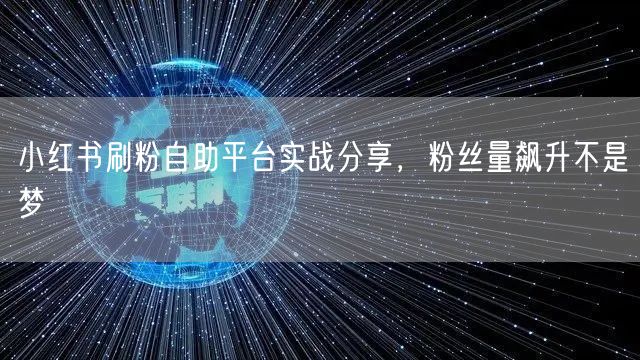 小红书刷粉自助平台实战分享,粉丝量飙升不是梦