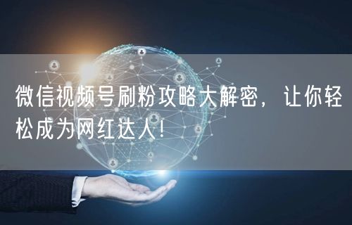 微信视频号刷粉攻略大解密,让你轻松成为网红达人!