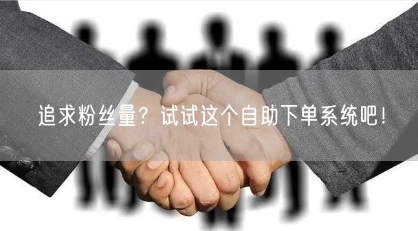 追求粉丝量？试试这个自助下单系统吧！